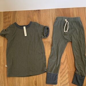 Children's Olive Green Matching Set with Navy Trim - Unbranded
